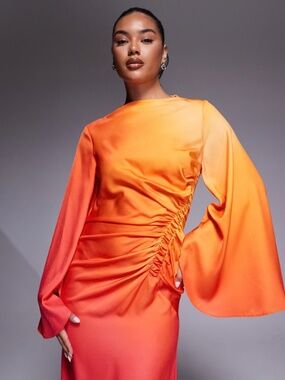 ASOS DESIGN exaggerated sleeves maxi dress ombre